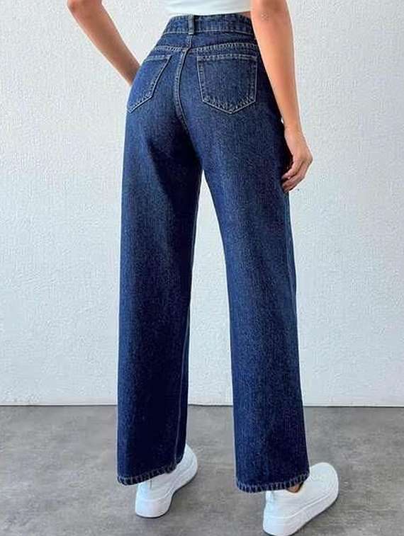 women solid high rise straight jeans - 22376223 -  Standard Image - 3