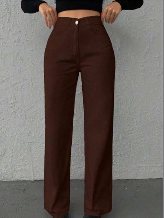 women solid high rise straight jeans - 22376230 -  Standard Image - 3