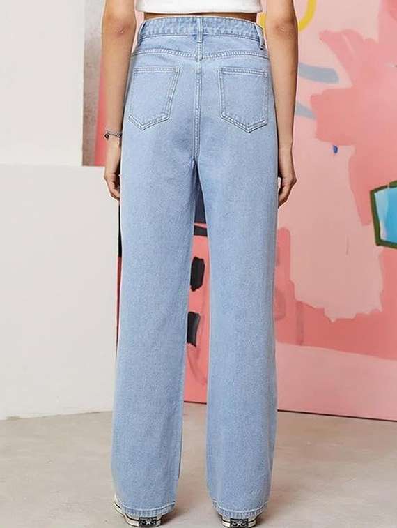 women solid high rise straight jeans - 22376243 -  Standard Image - 3