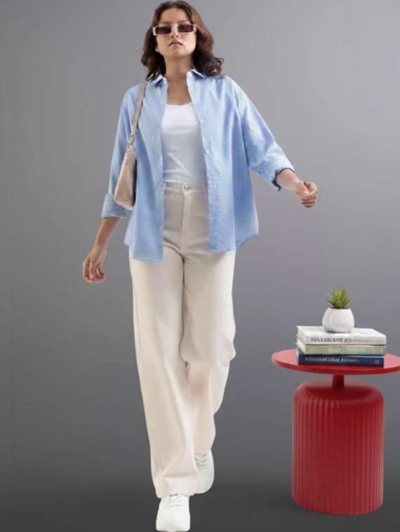 women solid high rise straight jeans - 22376261 -  Standard Image - 3