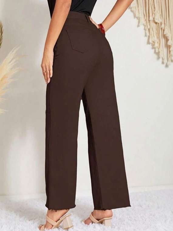 women solid high rise straight jeans - 22376264 -  Standard Image - 3