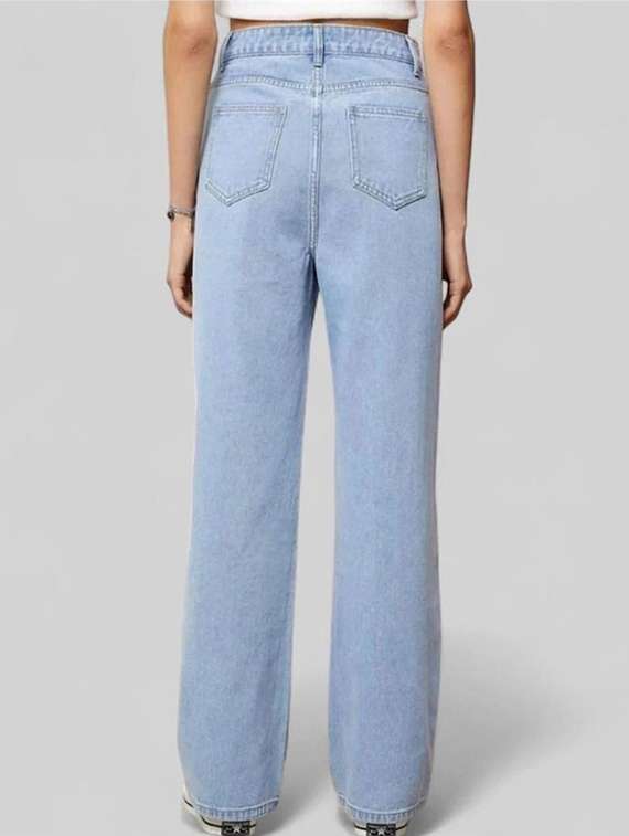 women solid high rise straight jeans - 22376292 -  Standard Image - 3
