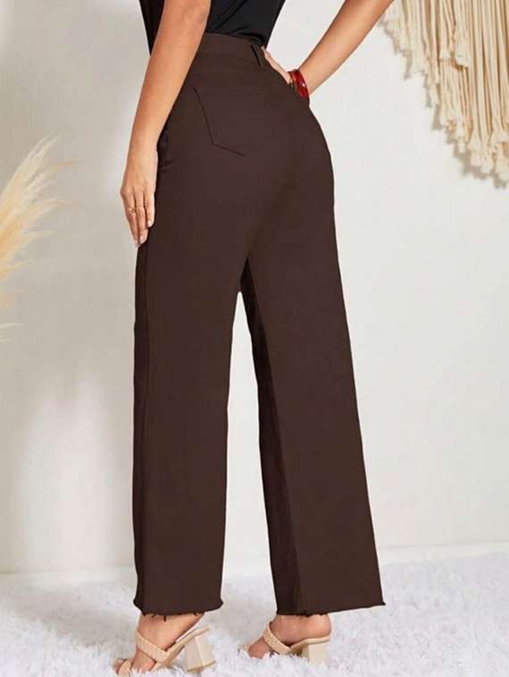 women solid high rise straight jeans - 22376331 -  Standard Image - 3
