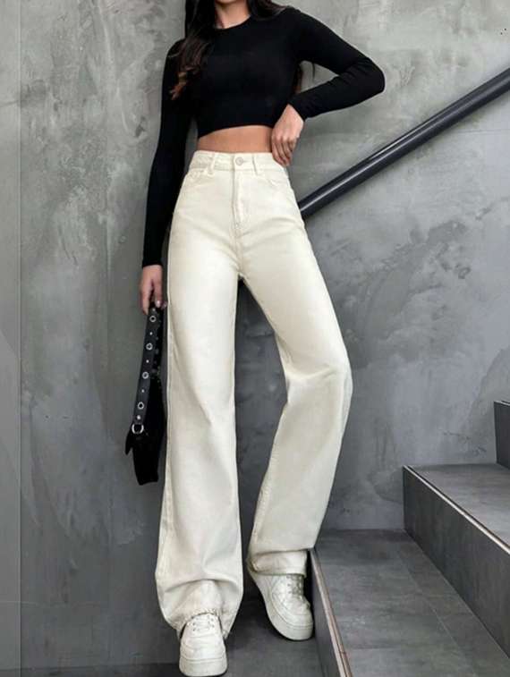 women solid high rise relaxed jeans - 22376340 -  Standard Image - 3