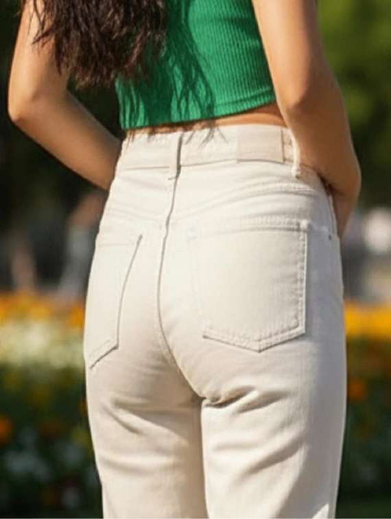 women solid high rise straight jeans - 22376344 -  Standard Image - 3