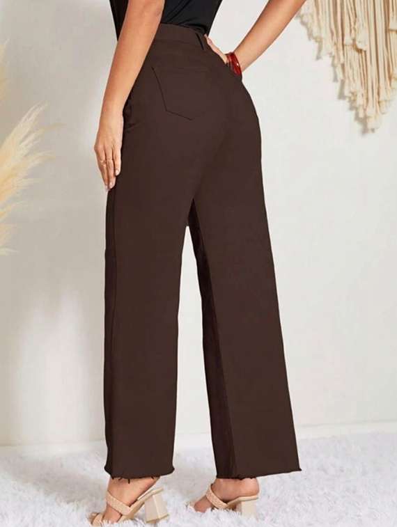 women solid high rise straight jeans - 22376347 -  Standard Image - 3