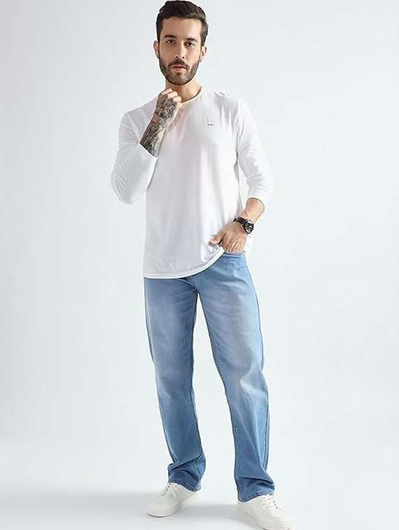men solid mid rise straight jeans - 22376360 -  Standard Image - 3