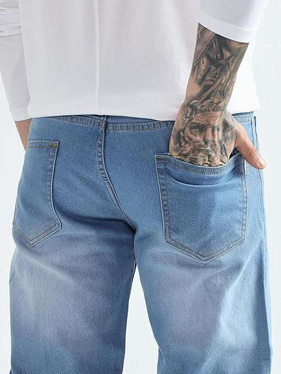 men solid mid rise straight jeans - 22376360 -  Standard Image - 5