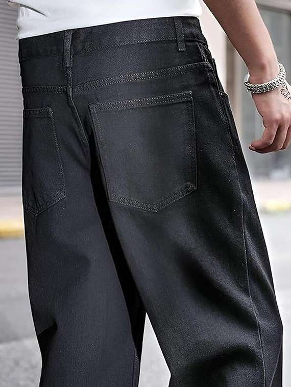 men solid mid rise baggy jeans - 22376361 -  Standard Image - 3