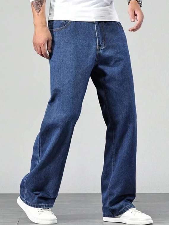 men solid mid rise relaxed jeans