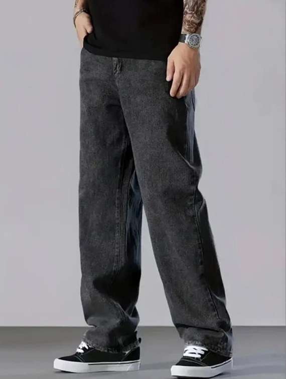 men solid mid rise straight jeans