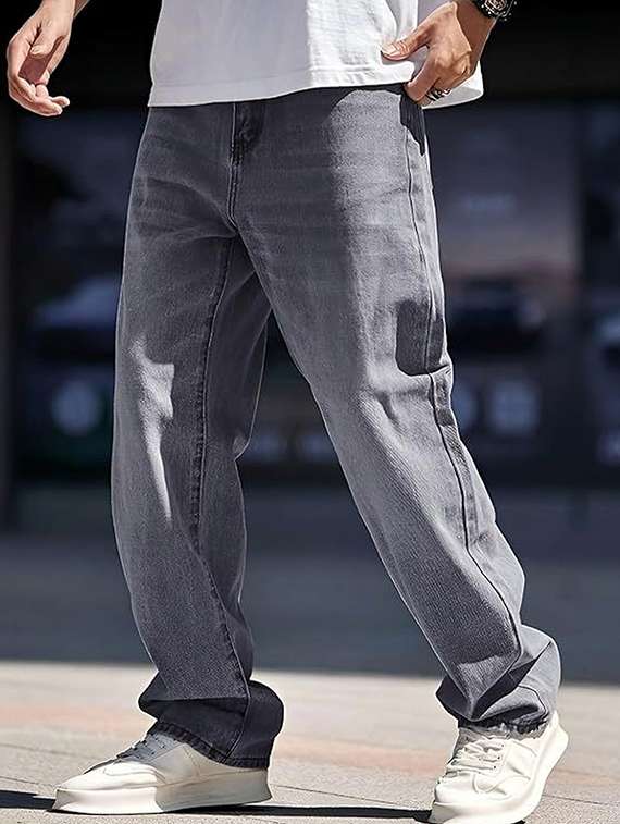 men solid mid rise relaxed jeans