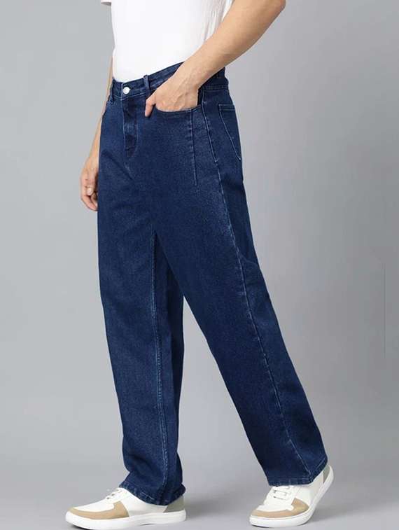 men solid mid rise straight jeans