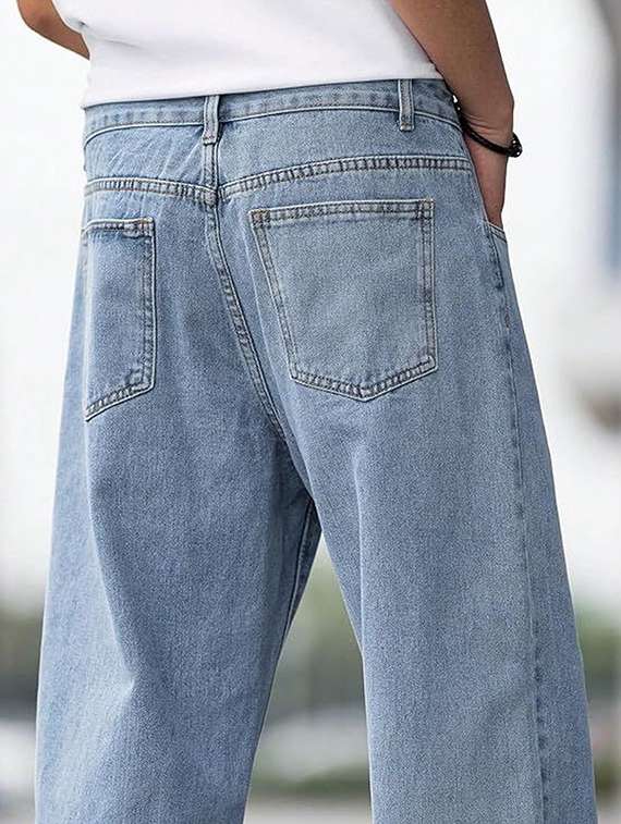 men solid mid rise baggy jeans - 22376388 -  Standard Image - 3