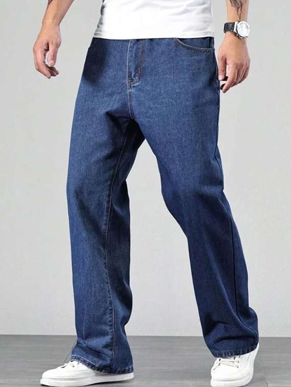 men solid mid rise relaxed jeans