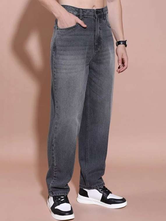 men solid mid rise straight jeans