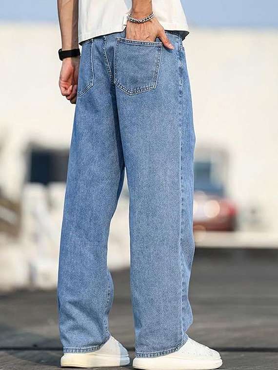 men solid mid rise baggy jeans - 22376422 -  Standard Image - 3