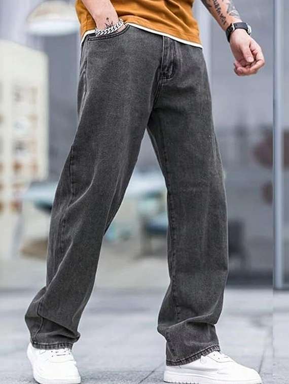 men solid mid rise relaxed jeans