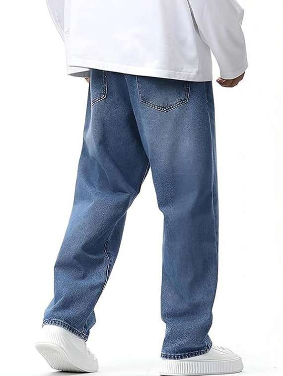 men solid mid rise baggy jeans - 22376440 -  Standard Image - 3