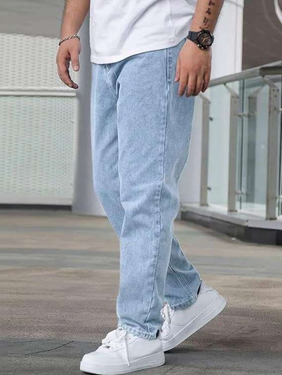 men solid mid rise straight jeans