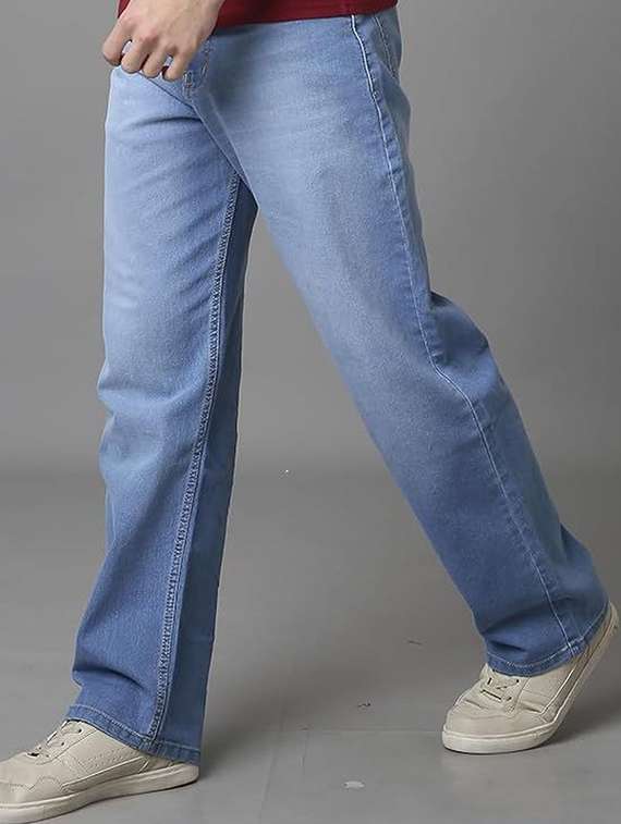 men solid mid rise straight jeans