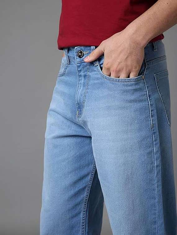 men solid mid rise straight jeans - 22376450 -  Standard Image - 3