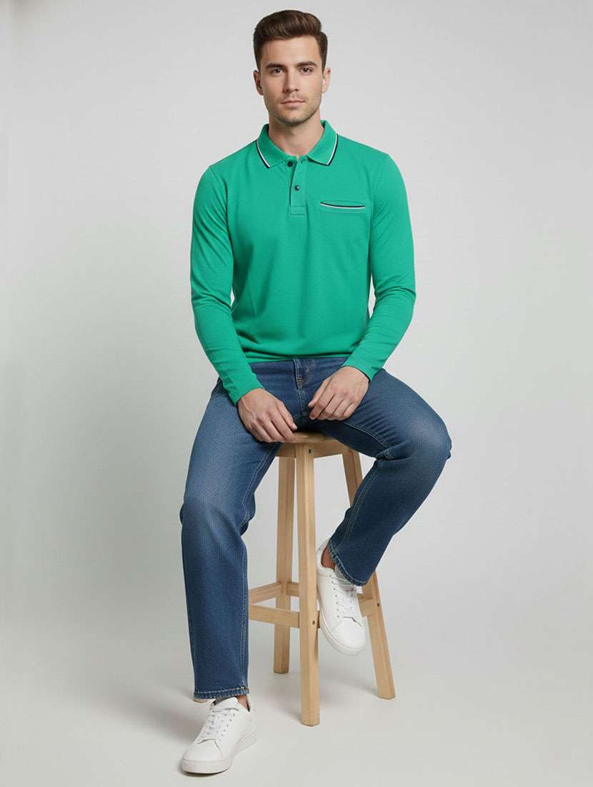 men solid long sleeve polo t-shirt - 22376462 -  Standard Image - 3