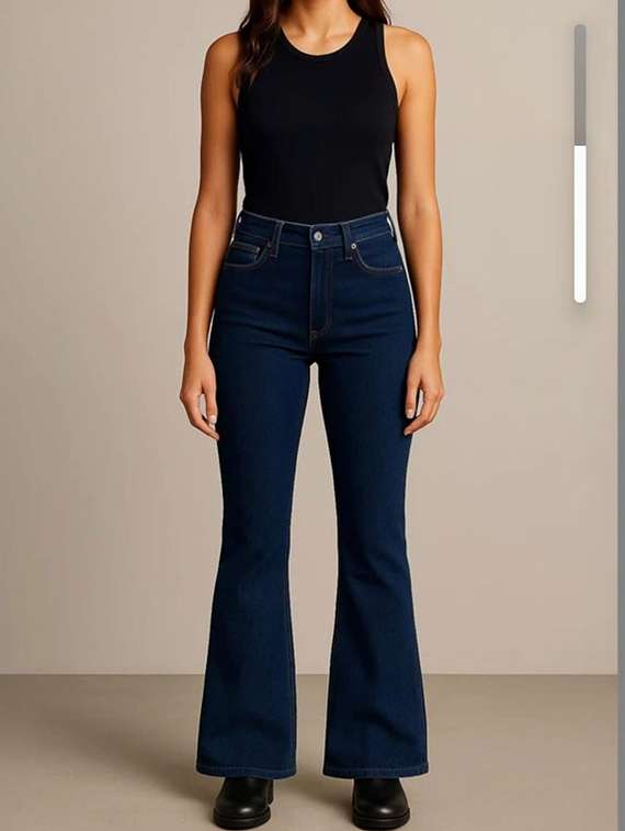 women solid high rise bootcut jeans