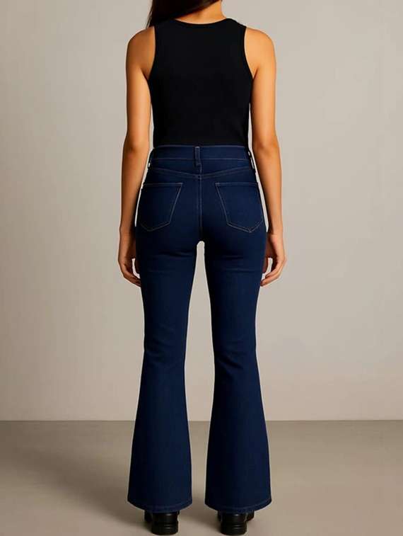 women solid high rise bootcut jeans - 22376489 -  Standard Image - 3