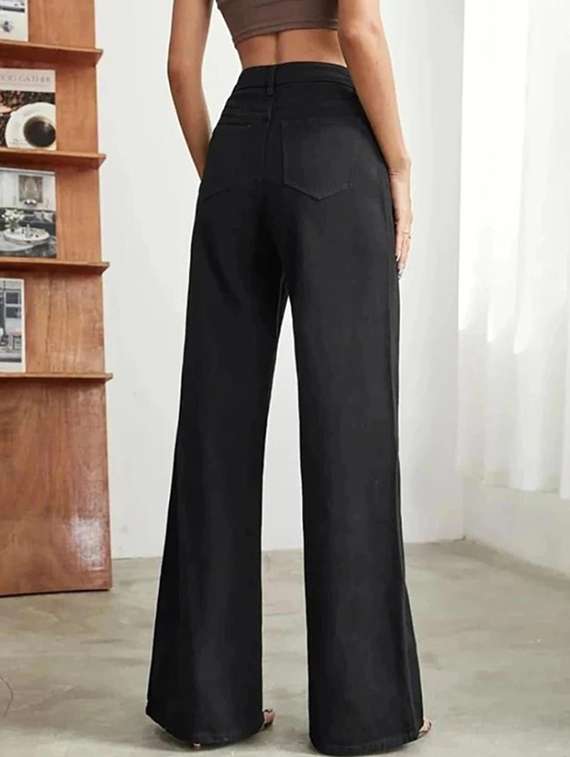 women solid high rise wide leg jeans - 22376502 -  Standard Image - 3