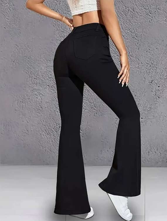 women solid high rise bootcut jeans - 22376550 -  Standard Image - 3