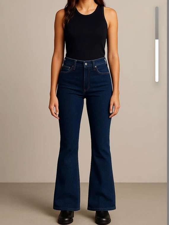 women solid high rise bootcut jeans