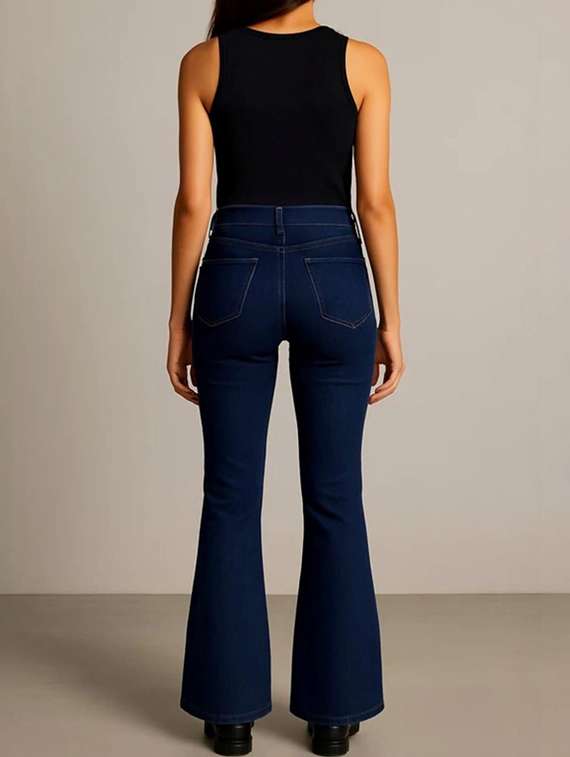 women solid high rise bootcut jeans - 22376551 -  Standard Image - 3