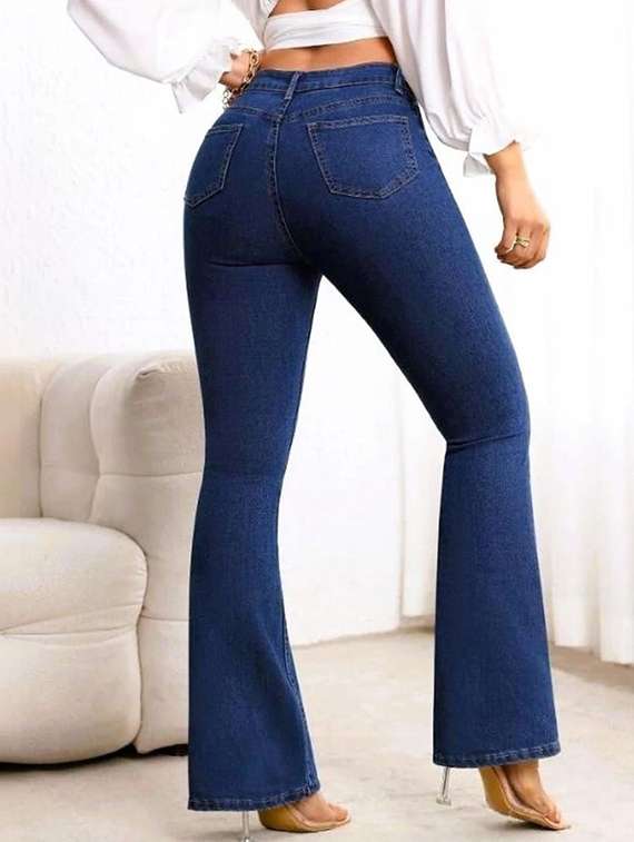 women solid high rise bootcut jeans - 22376560 -  Standard Image - 3