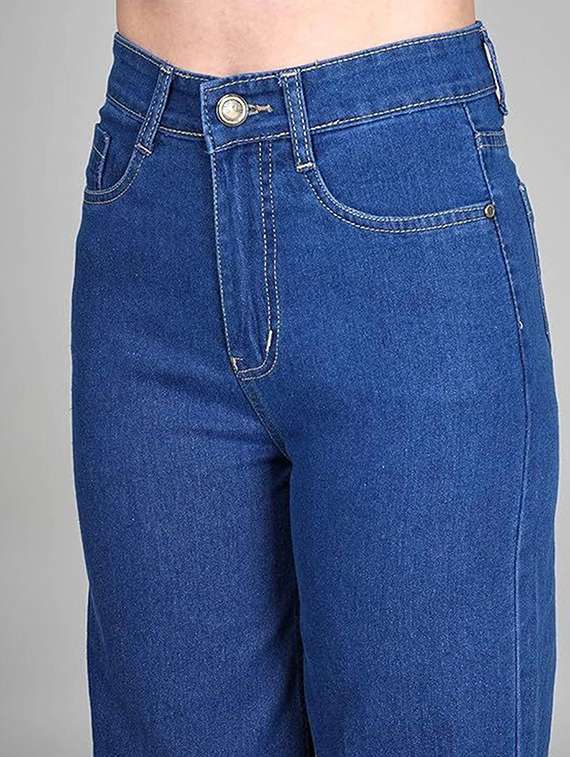 women solid high rise straight jeans - 22376575 -  Standard Image - 3