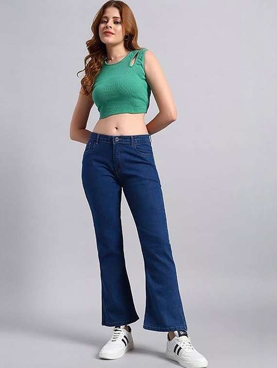 women solid mid rise bootcut jeans - 22376578 -  Standard Image - 3