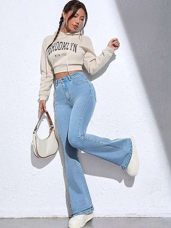 women solid high rise bootcut jeans - 22376579 -  Standard Image - 3