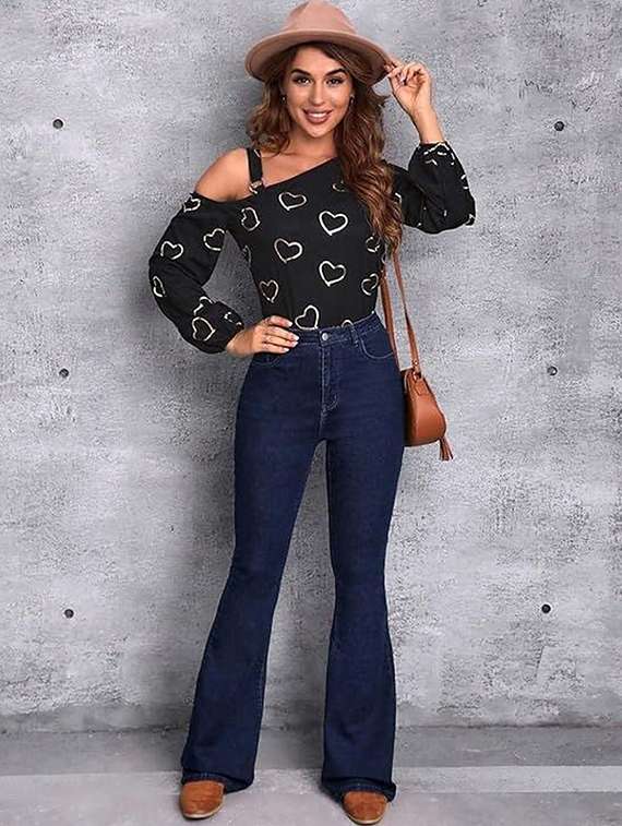 women solid high rise bootcut jeans - 22376584 -  Standard Image - 3