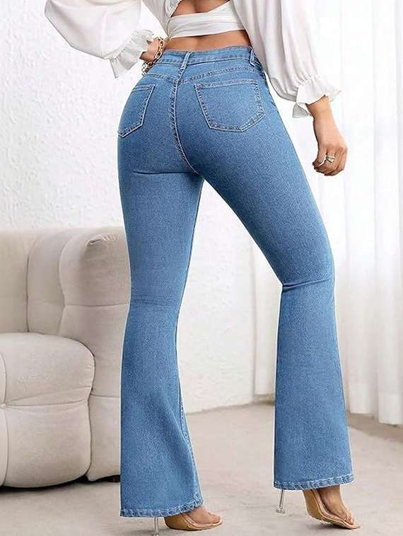 women solid high rise bootcut jeans - 22376585 -  Standard Image - 3