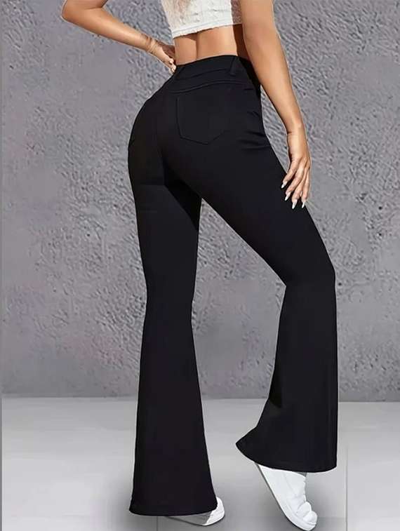 women solid high rise bootcut jeans - 22376601 -  Standard Image - 3