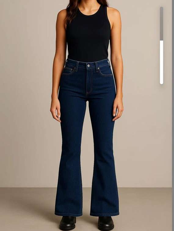 women solid high rise bootcut jeans