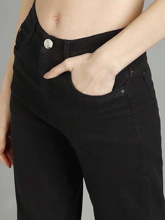 women solid mid rise boyfriend fit jeans - 22376604 -  Standard Image - 3