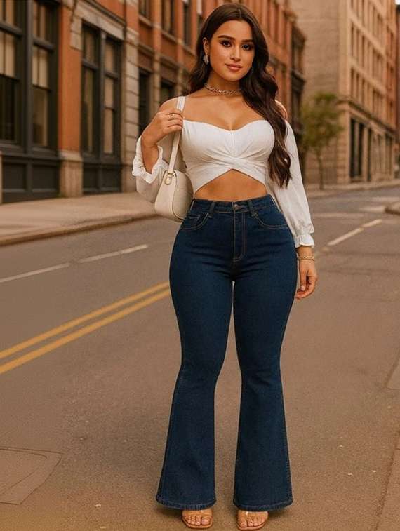 women solid high rise bootcut jeans - 22376627 -  Standard Image - 3