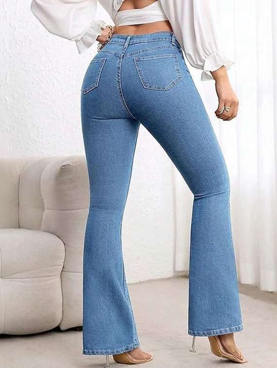 women solid high rise bootcut jeans - 22376637 -  Standard Image - 3