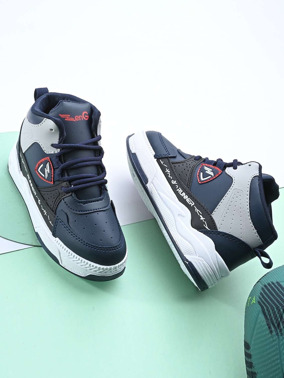 boys blue high-top sneakers