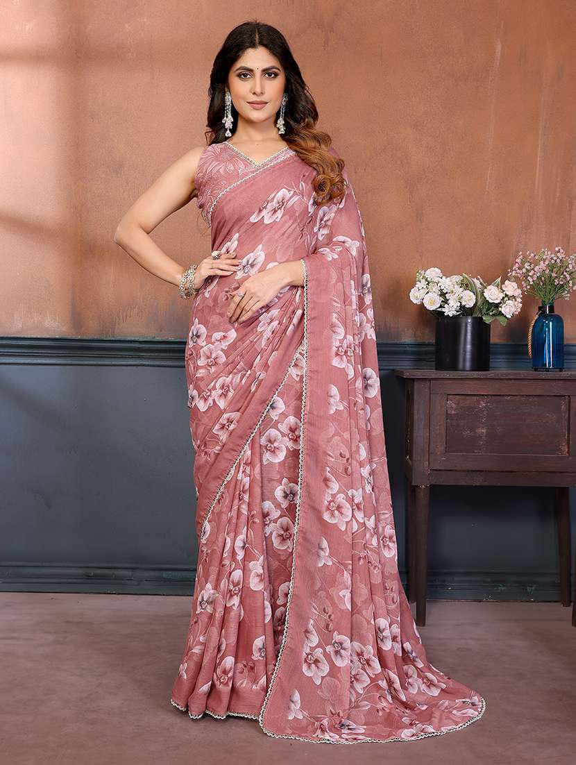 women printed casual wear saree with blouse