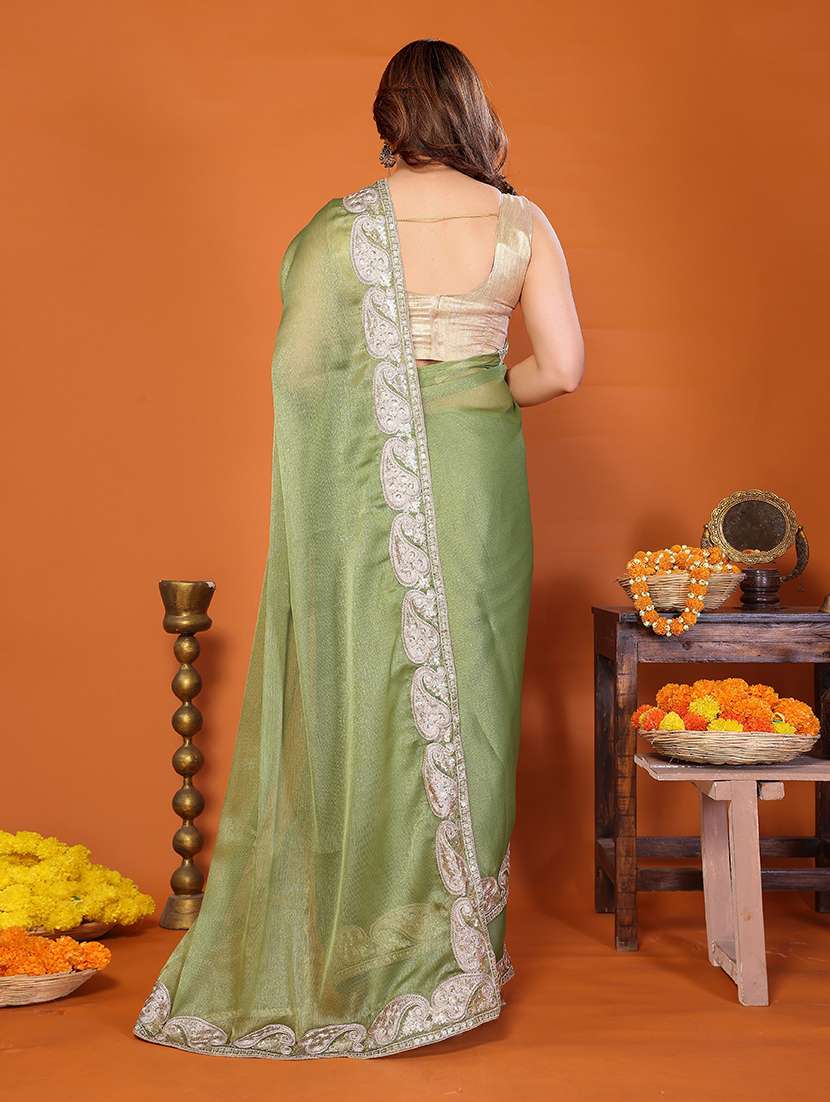 women solid with bordered saree with blouse - 22376681 -  Standard Image - 3