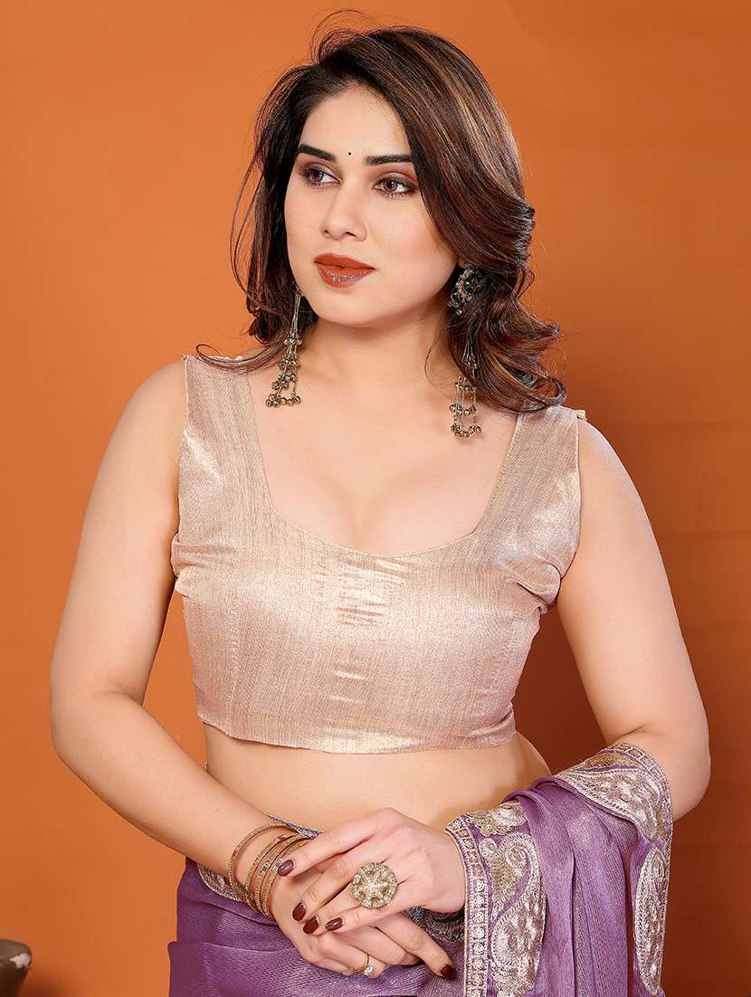 women solid with bordered saree with blouse - 22376682 -  Standard Image - 5