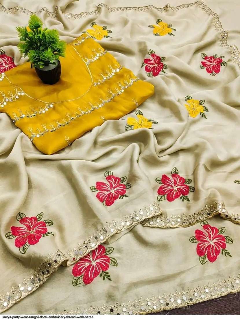 women solid with bordered saree with blouse - 22376686 -  Standard Image - 5