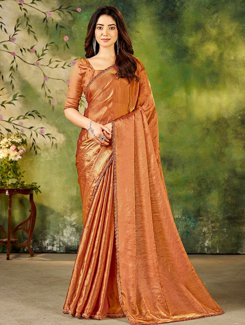women solid plain saree with blouse